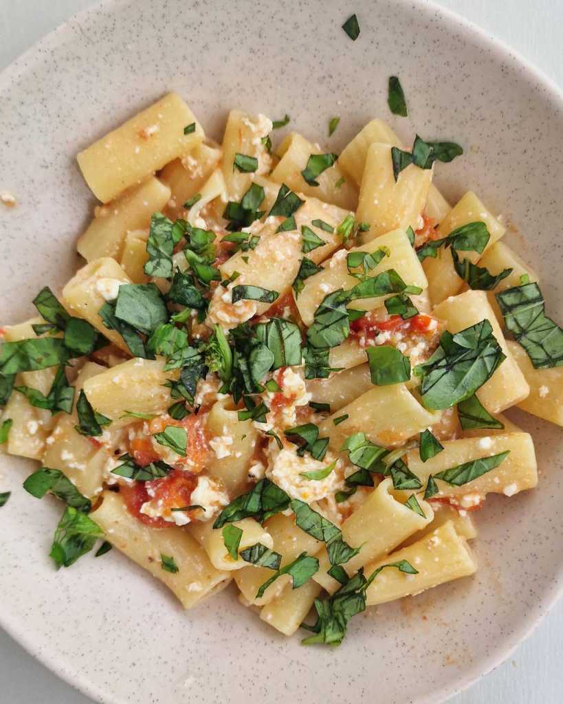 Baked Feta Pasta with basil 