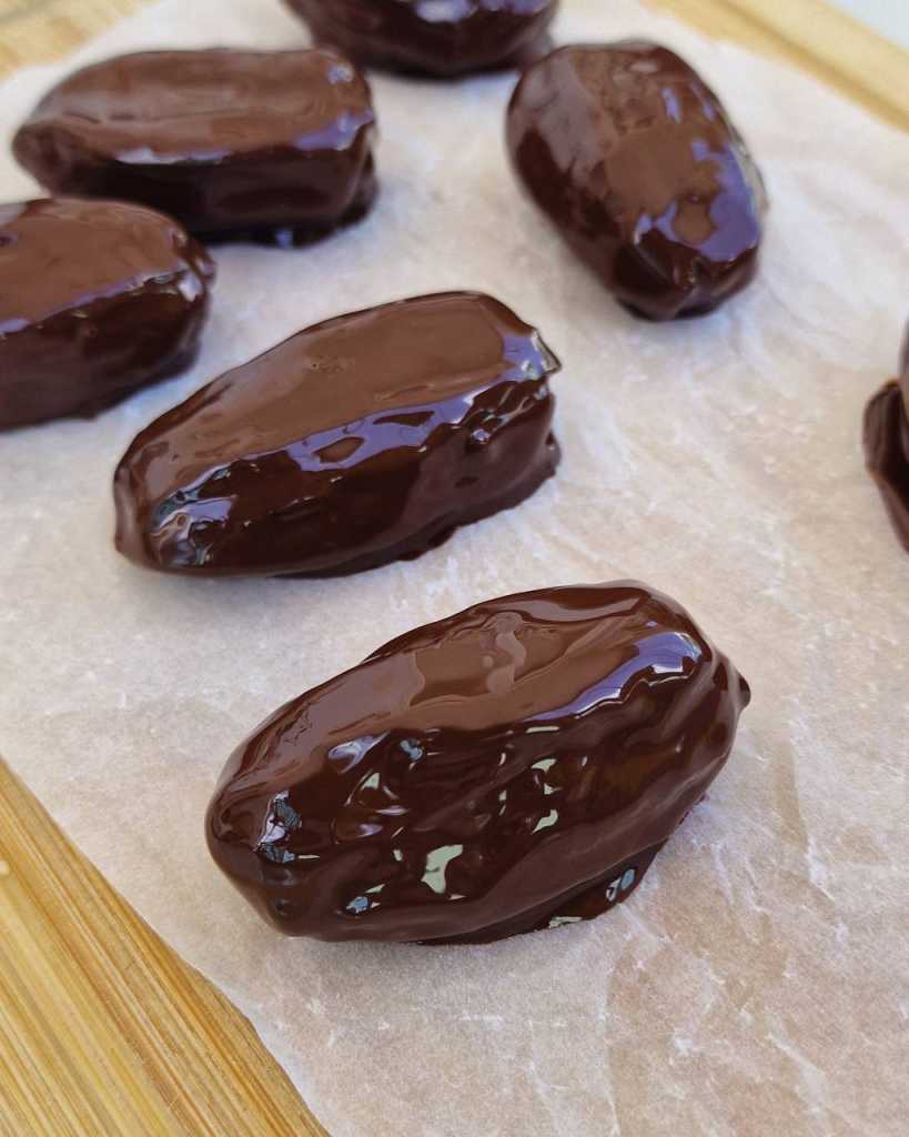 Snickers Stuffed Dates in chocolate