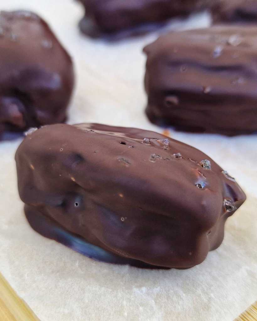 Snickers Stuffed Dates in chocolate