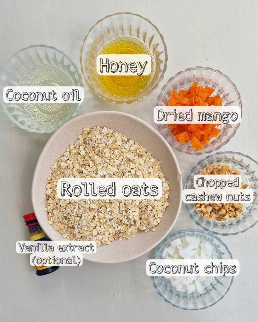 Tropical Granola bars ingredients