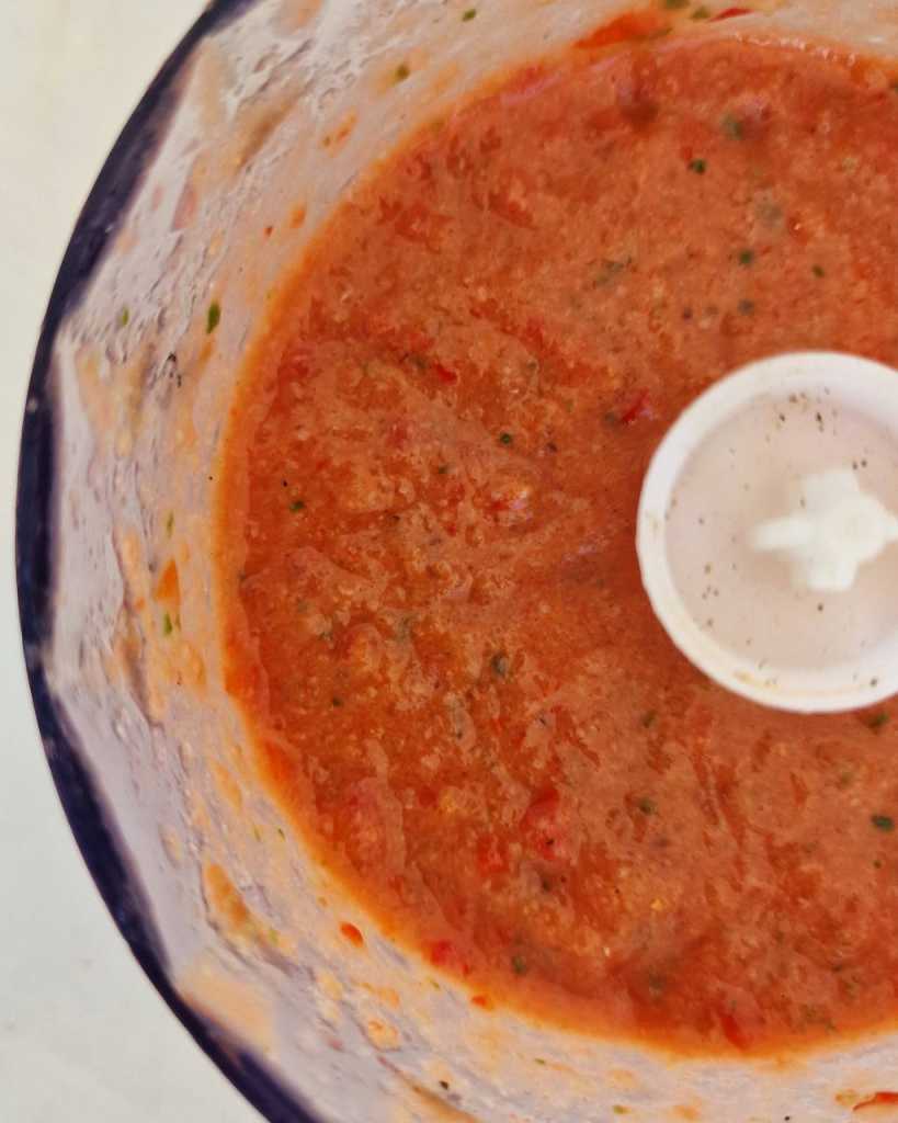 blended vegetables for gazpacho soup