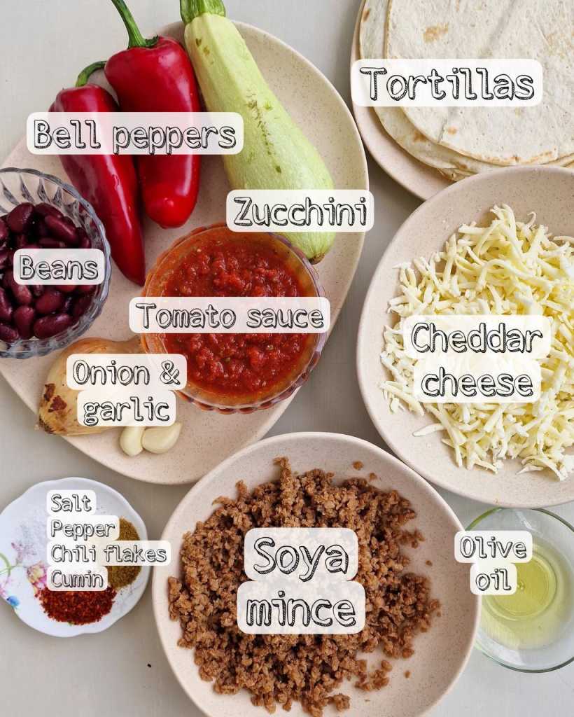 Vegetarian Enchiladas with Soya Mince ingredients