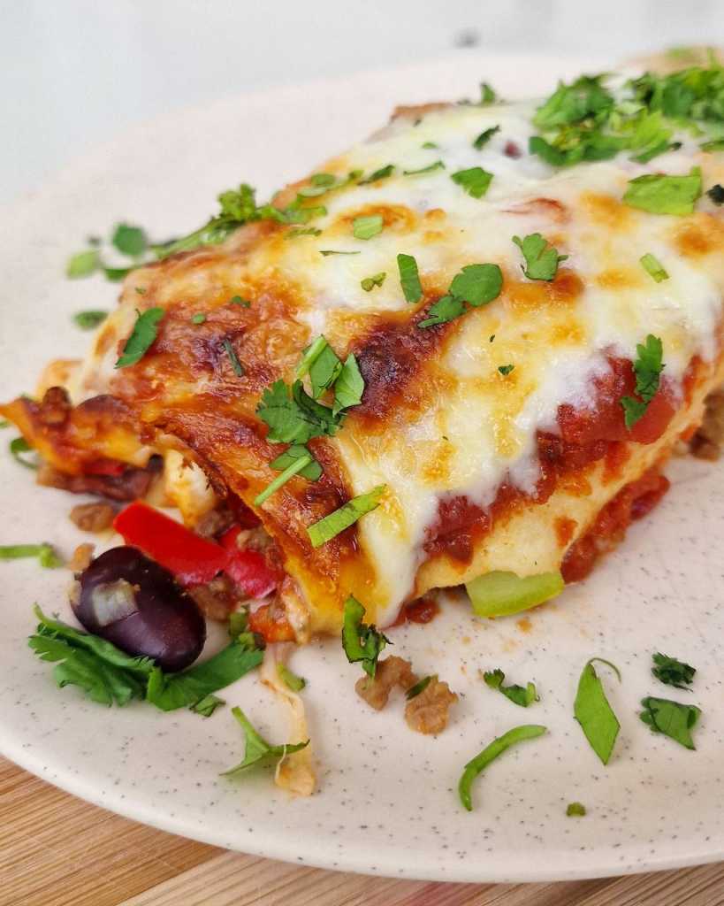 vegetarian enchiladas with soya mince