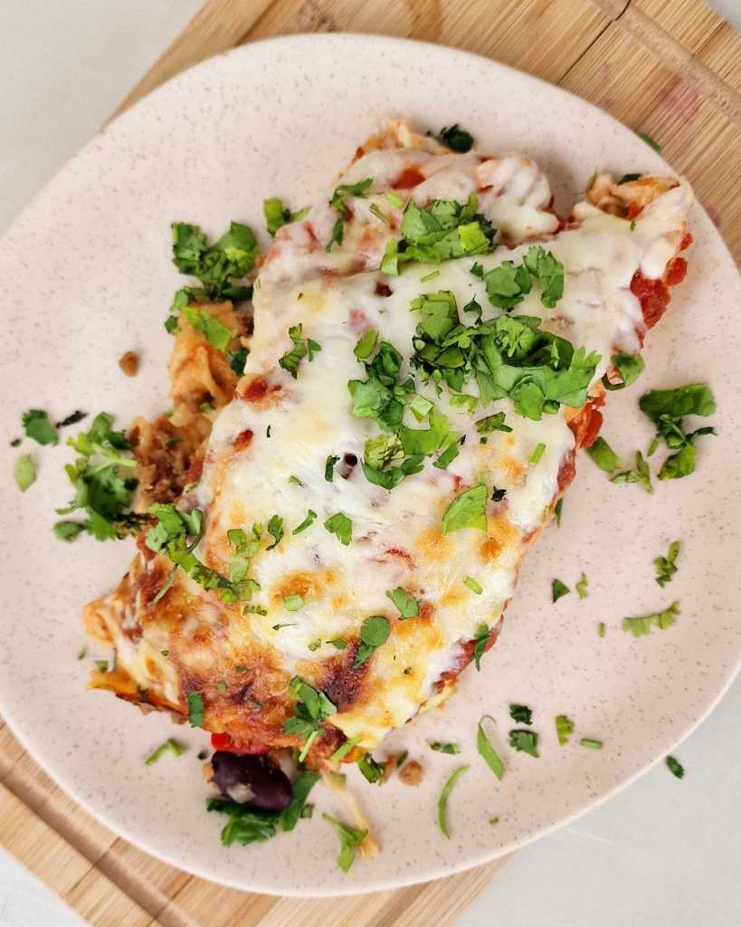 vegetarian enchiladas with soya mince