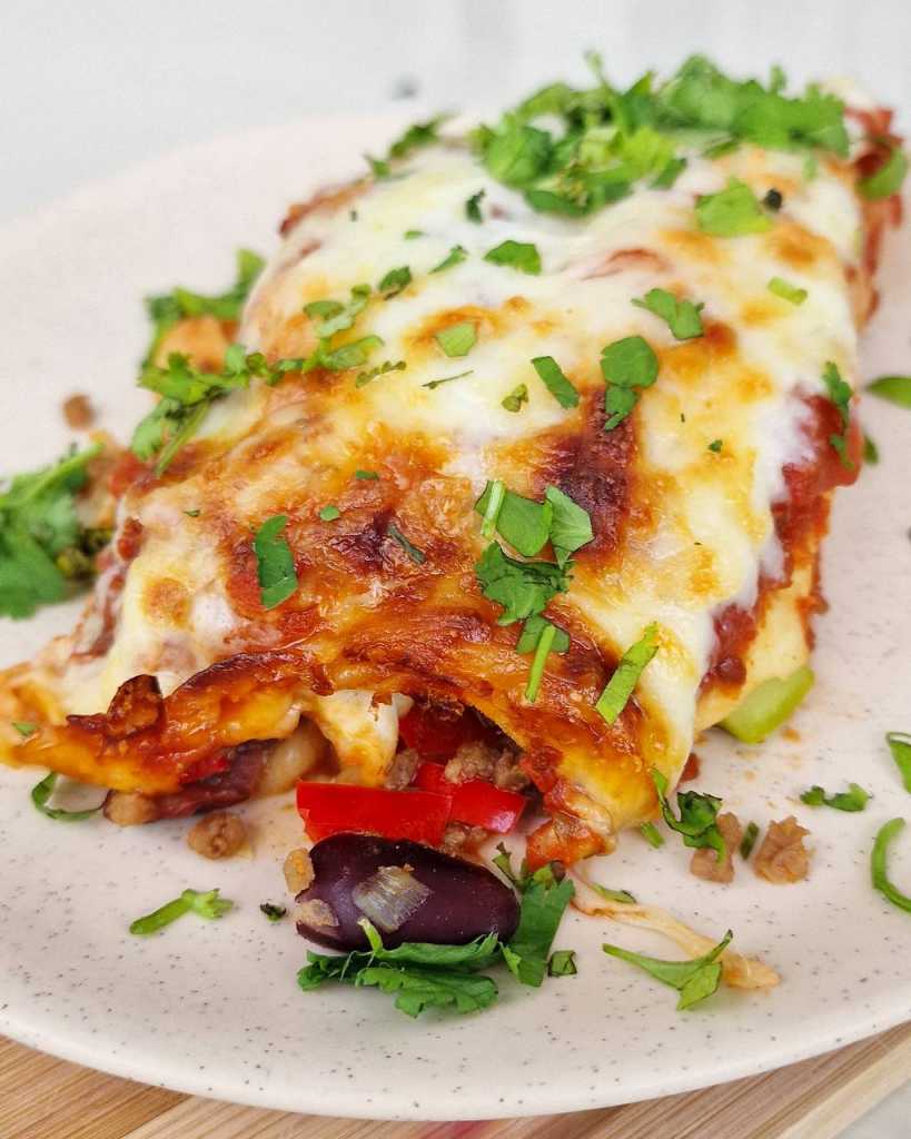 vegetarian enchiladas with soya mince