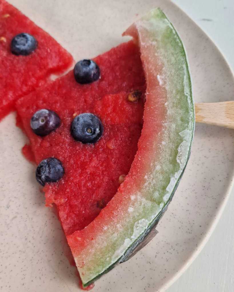 watermelon sorbet with blueberries