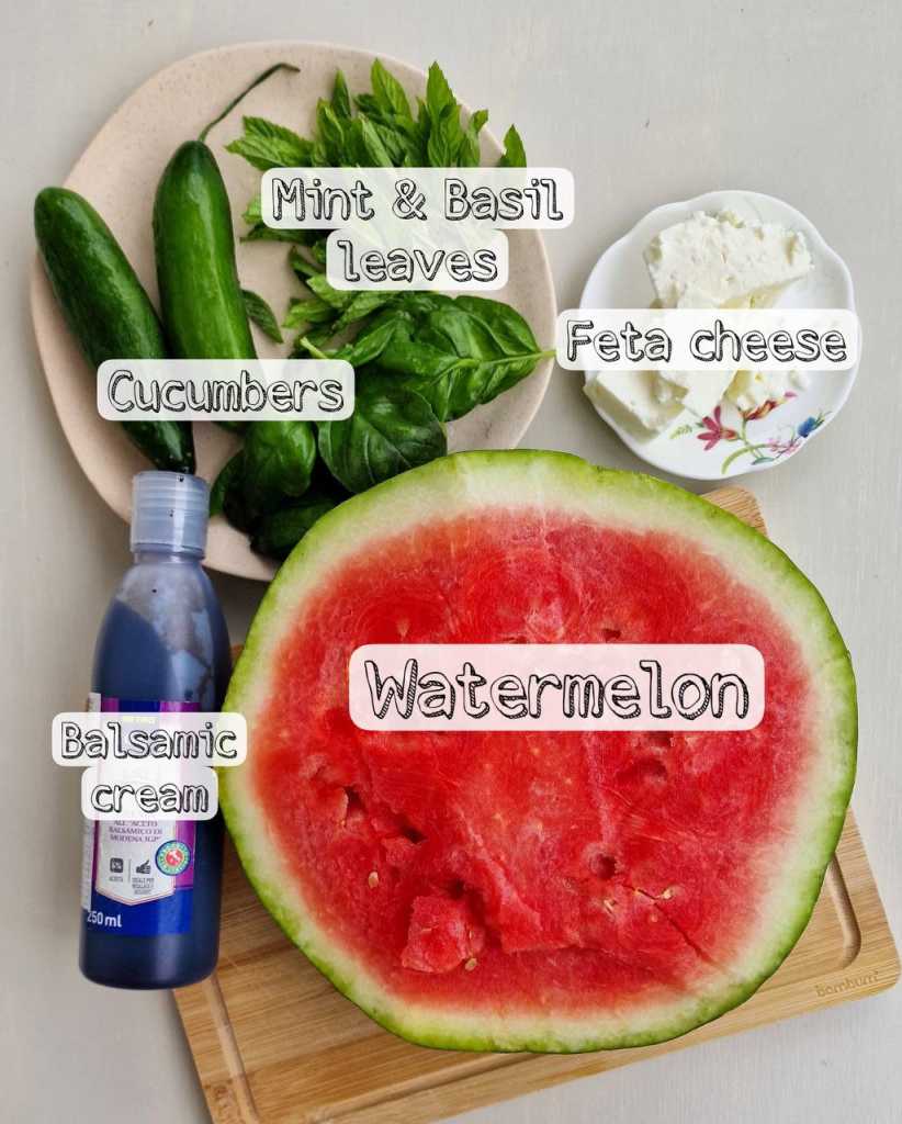 Watermelon Feta Salad ingredients