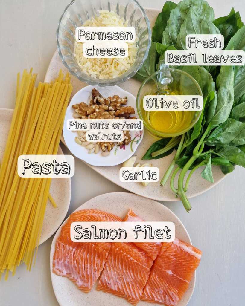 Salmon Pesto Pasta ingredients