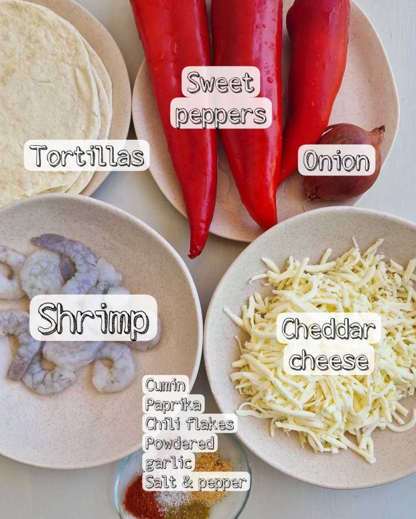 Shrimp Quesadilla ingredients