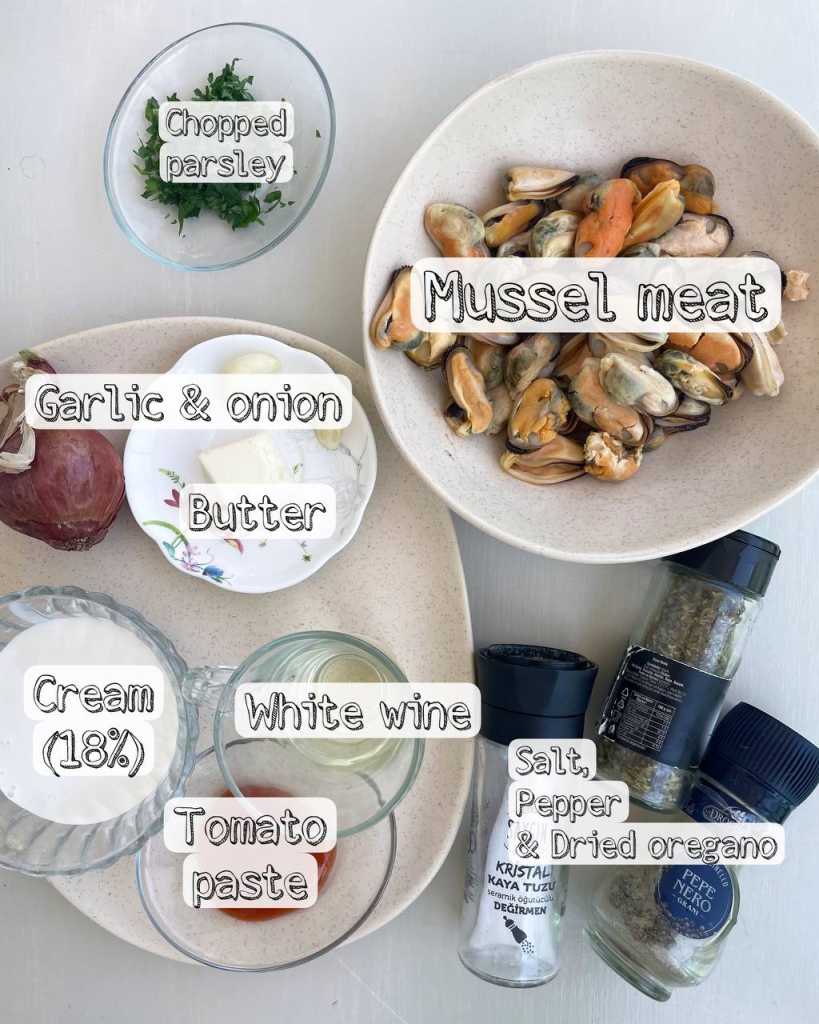 Creamy Mussels ingredients