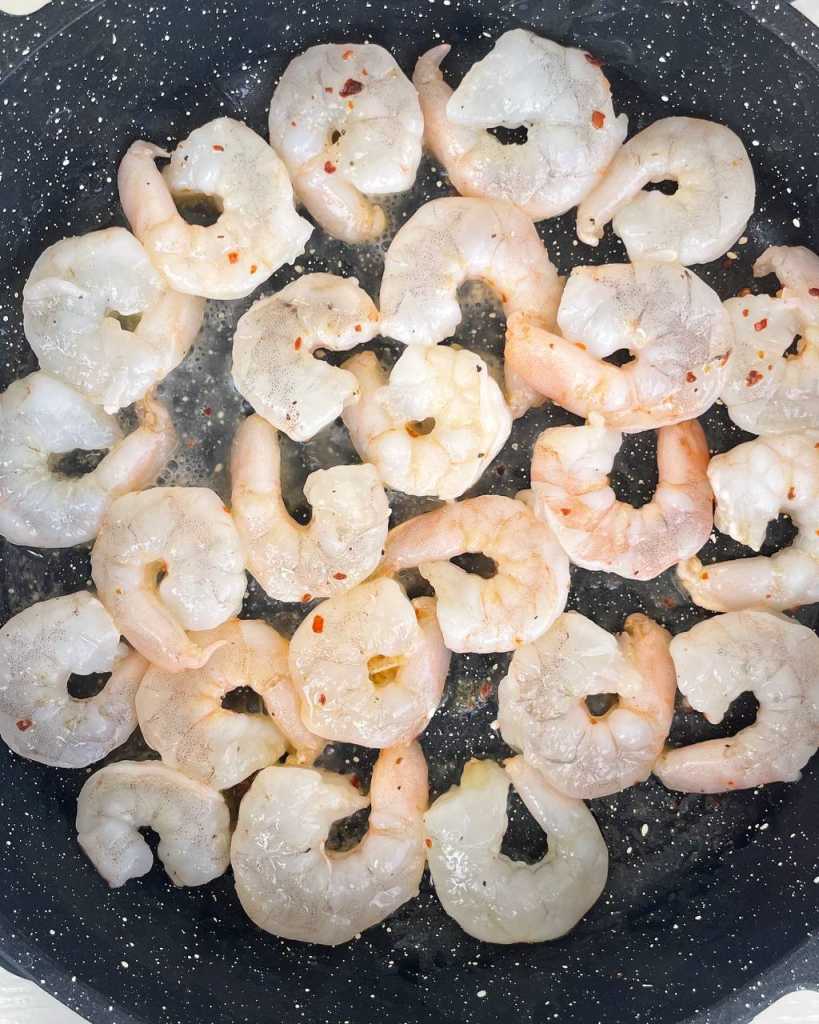 cooking shrimp for Peach Spring Rolls