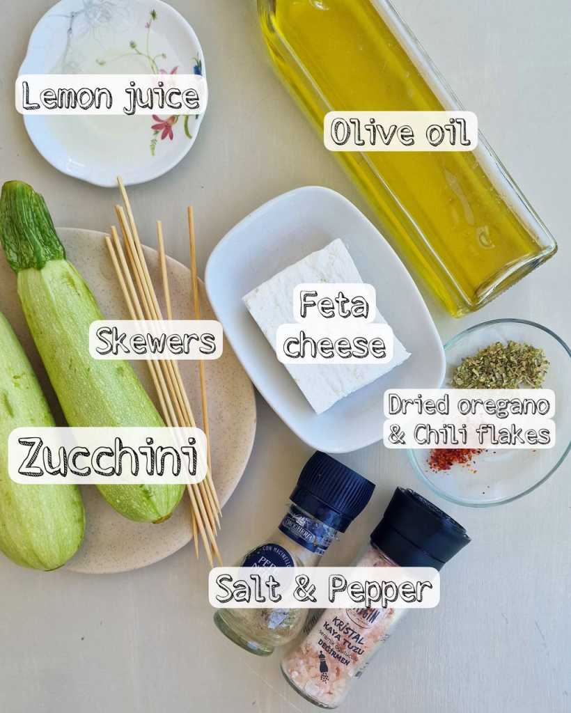 Zucchini Feta Skewers ingredients