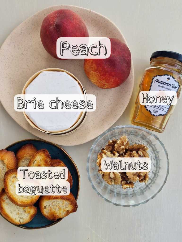 Baked Brie with Peach and walnuts ingredients