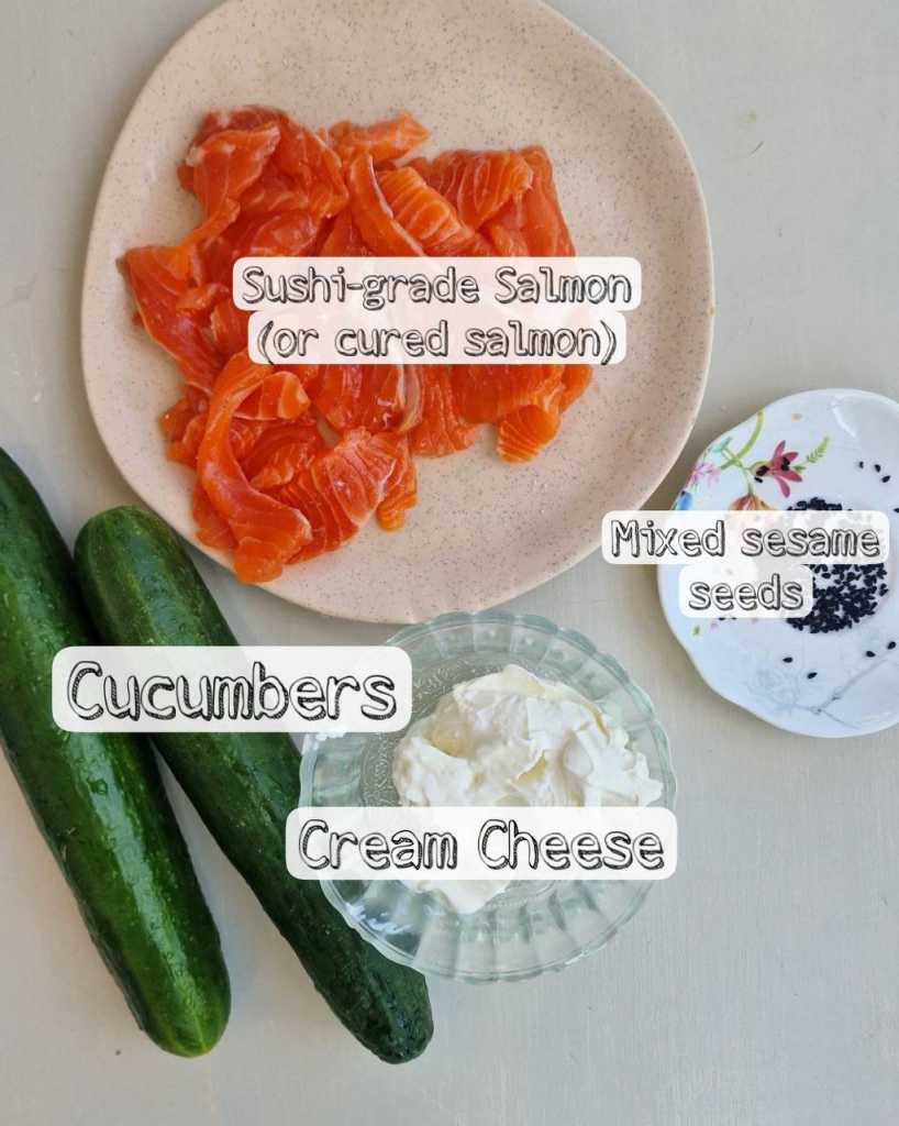 Cucumber Salmon Sushi Rolls ingredients