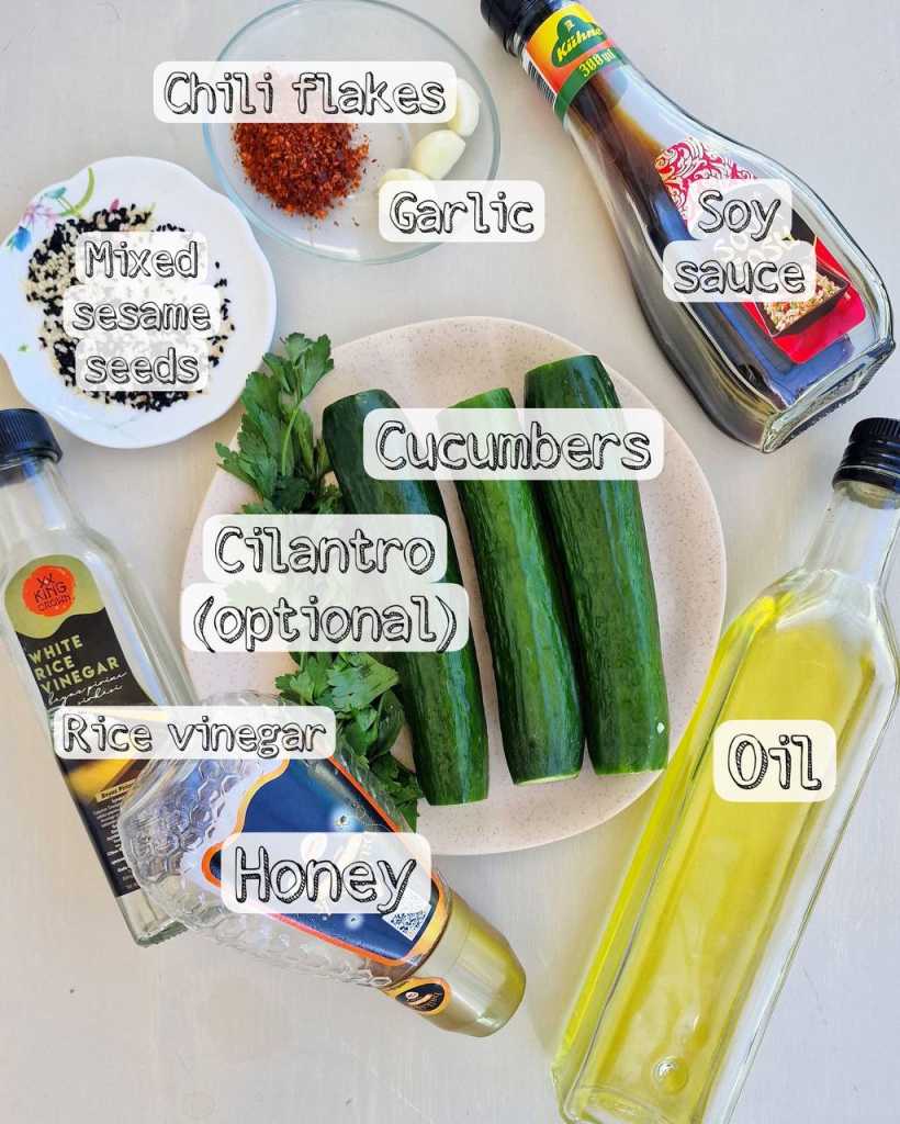 Spicy Asian Cucumber Salad ingredients