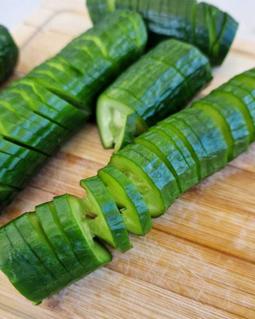 cut cucumbers