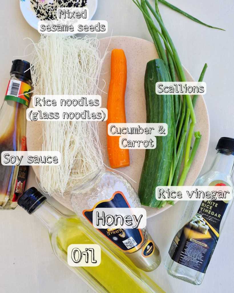 Glass noodle Salad ingredients
