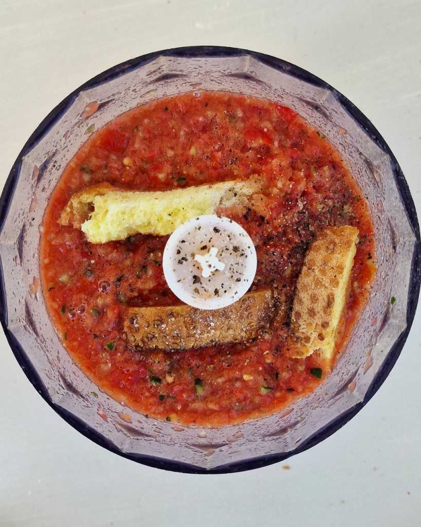 making Watermelon Gazpacho