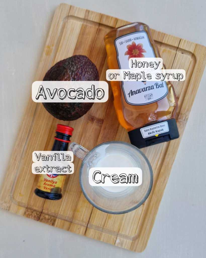 Avocado ice cream ingredients