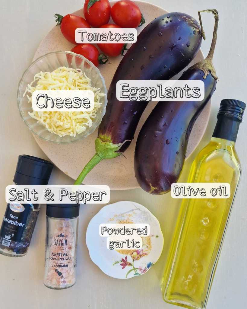 Cheese and Tomatoes Baked Eggplants ingredients