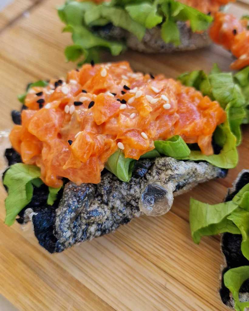 Crispy Salmon Tacos with Nori Seaweed Crackers