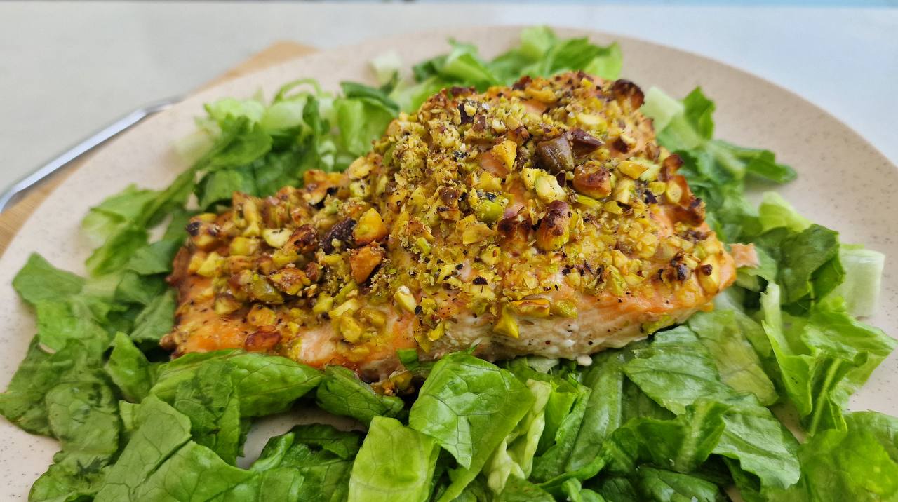 Pistachio-Crusted Mustard Salmon recipe