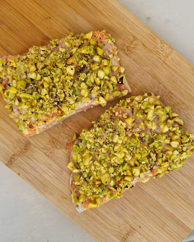 cooking Pistachio-Crusted Mustard Salmon