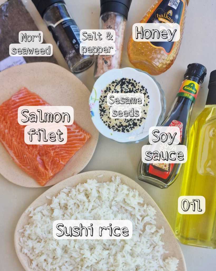 Salmon Onigiri ingredients