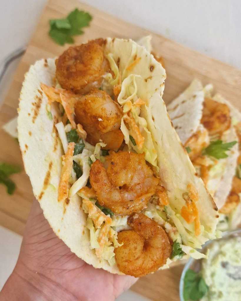 Shrimp Tacos with Avocado Slaw