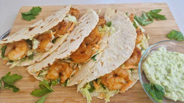 Shrimp Tacos with Avocado Slaw recipe