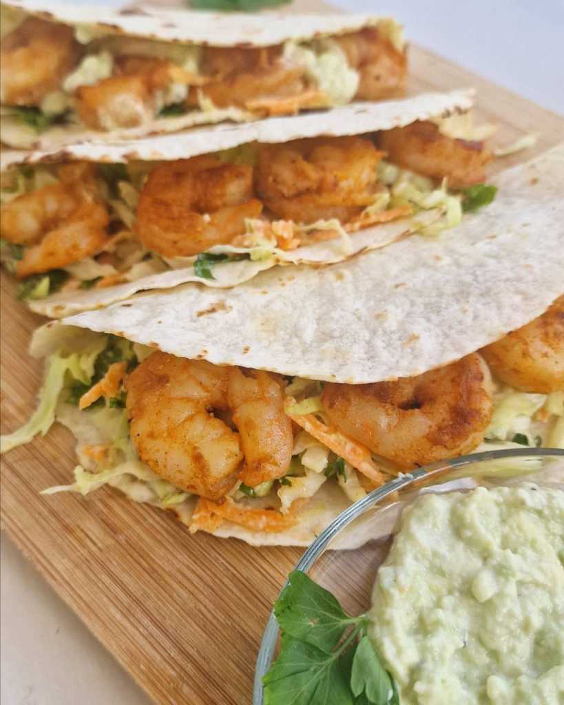 Shrimp Tacos with Avocado Slaw