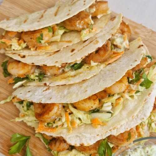 Shrimp Tacos with Avocado Slaw