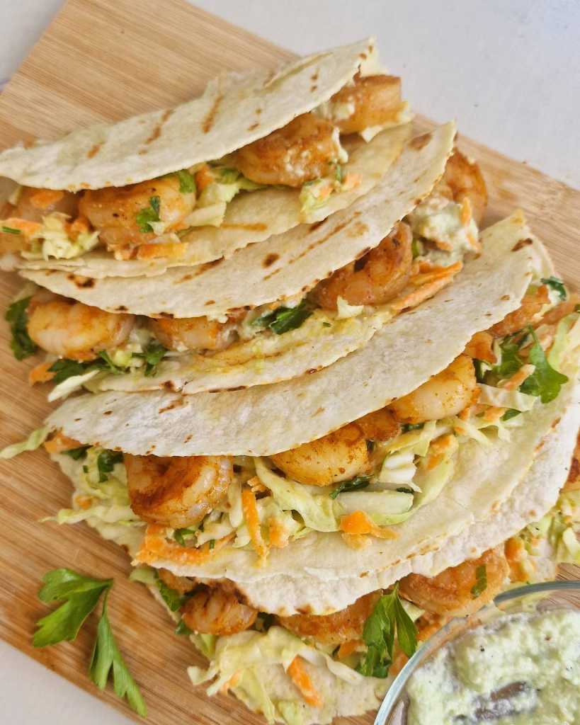 Shrimp Tacos with Avocado Slaw