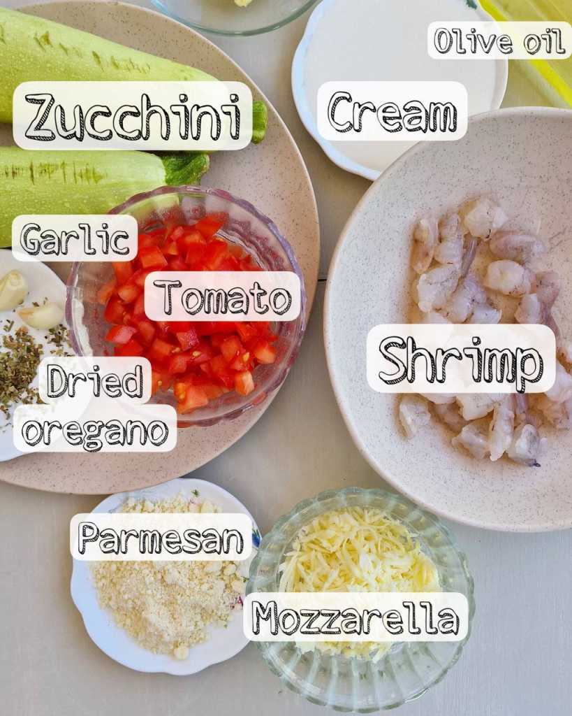 Shrimp Stuffed Zucchini Boats ingredients