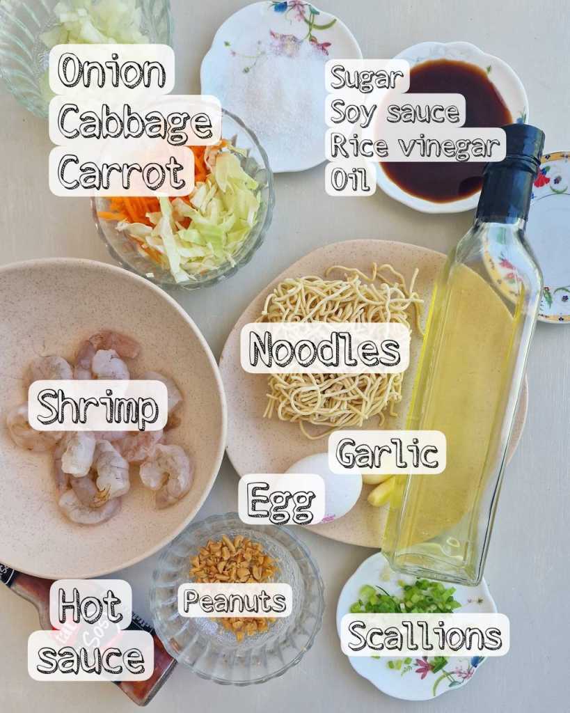 Shrimp Pad Thai ingredients