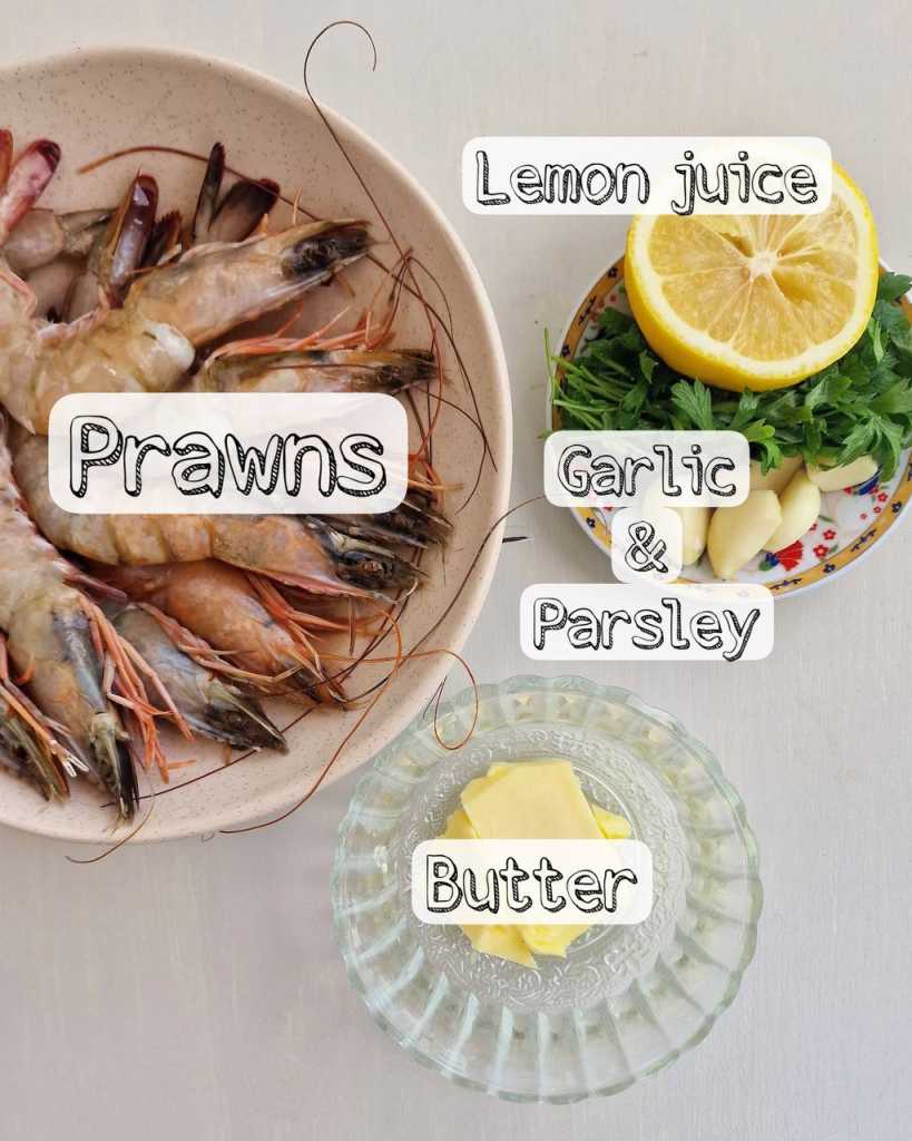 Butterfly Garlic Butter Prawns ingredients