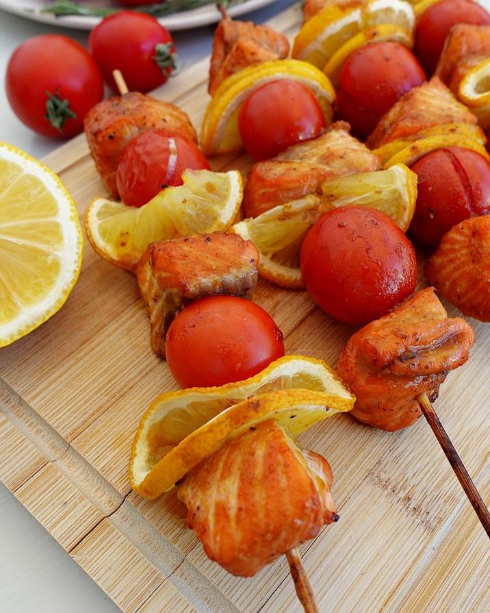 Baked Salmon Skewers