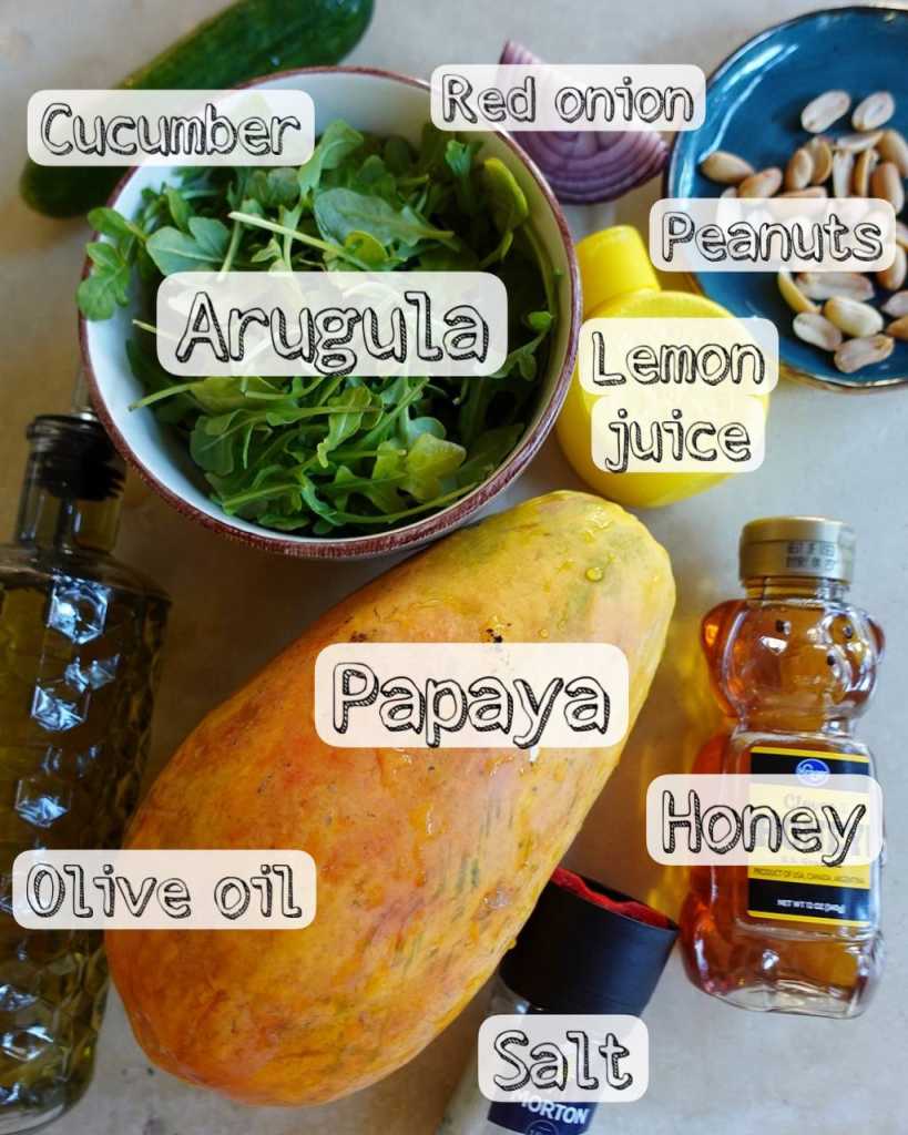 Papaya Cucumber Salad ingredients
