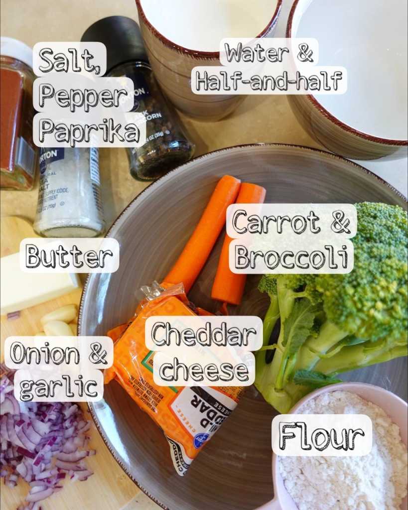 Broccoli Cheese Soup ingredients