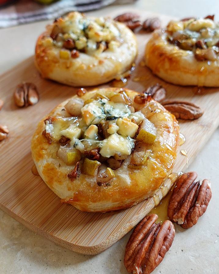 Caramelized Pear and Blue cheese Tarts