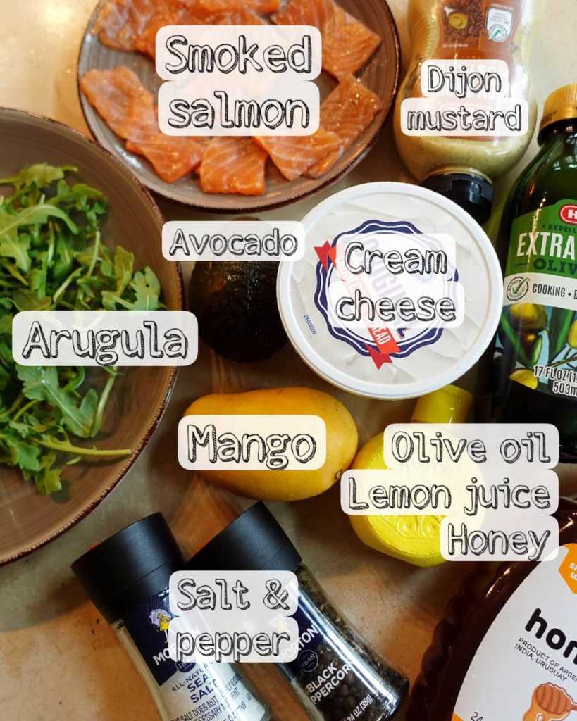 Smoked Salmon and Mango Salad ingredients