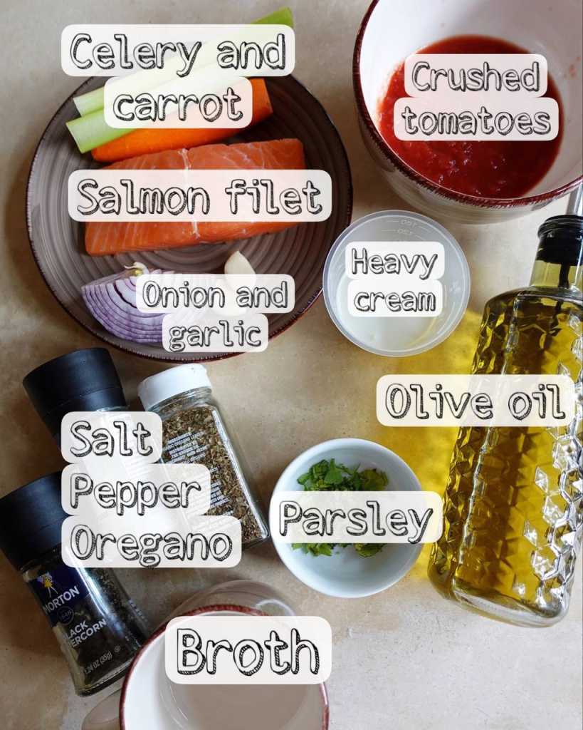 Creamy Salmon Stew ingredients