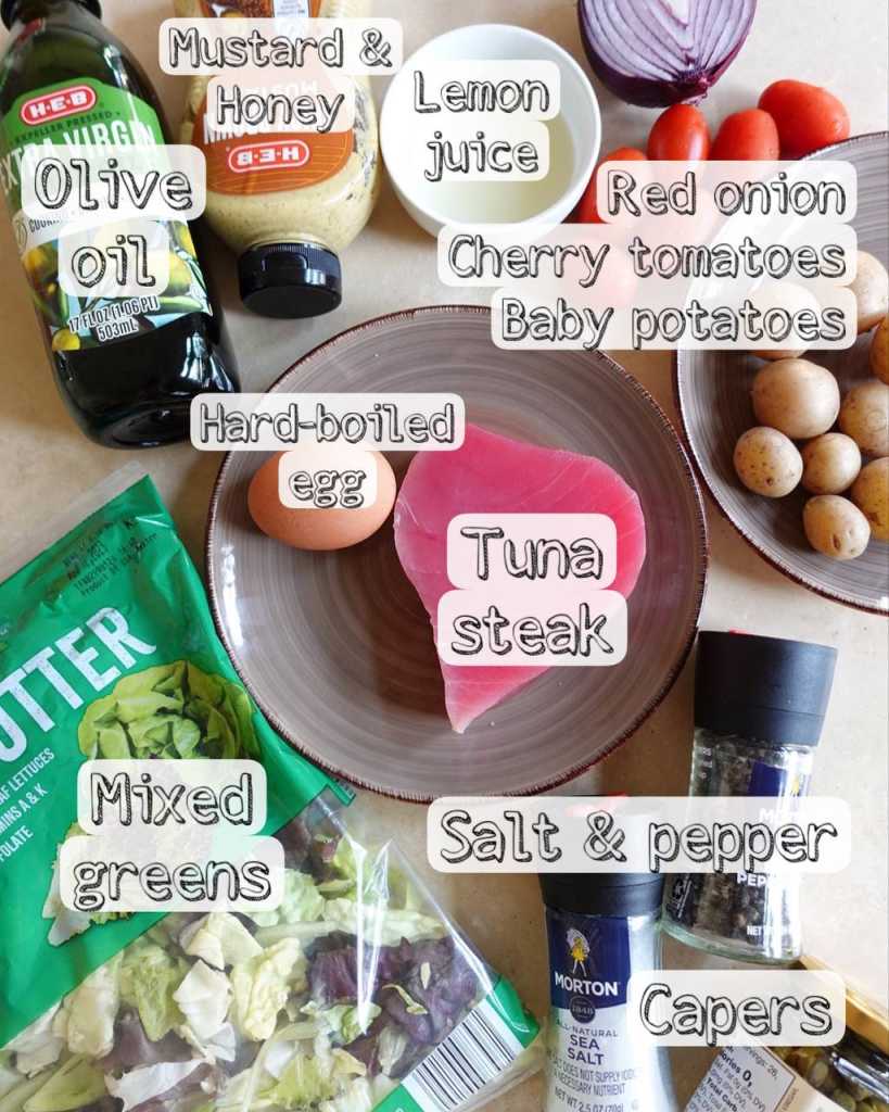 ingredients for Nicoise Salad