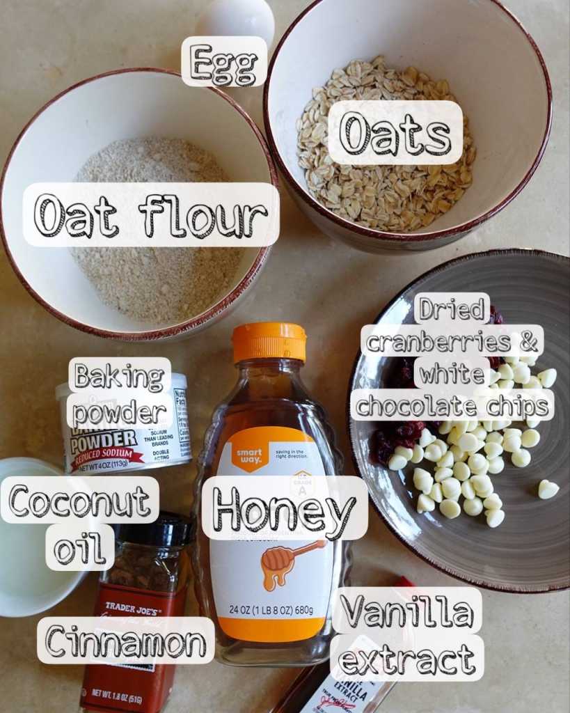 Healthy Cranberry Oatmeal Cookies ingredients