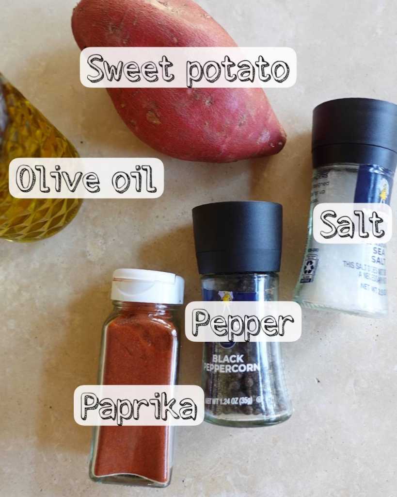 ingredients for Crispy Baked Sweet Potato Fries