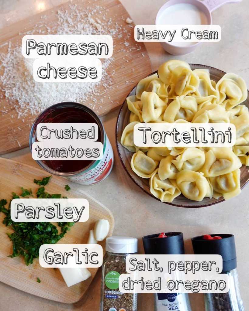 ingredients for Creamy Cheese Tortellini