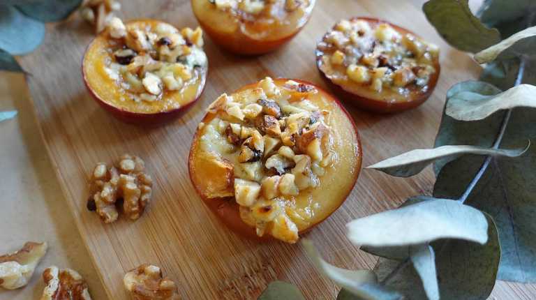 Baked Plums With Blue Cheese recipe