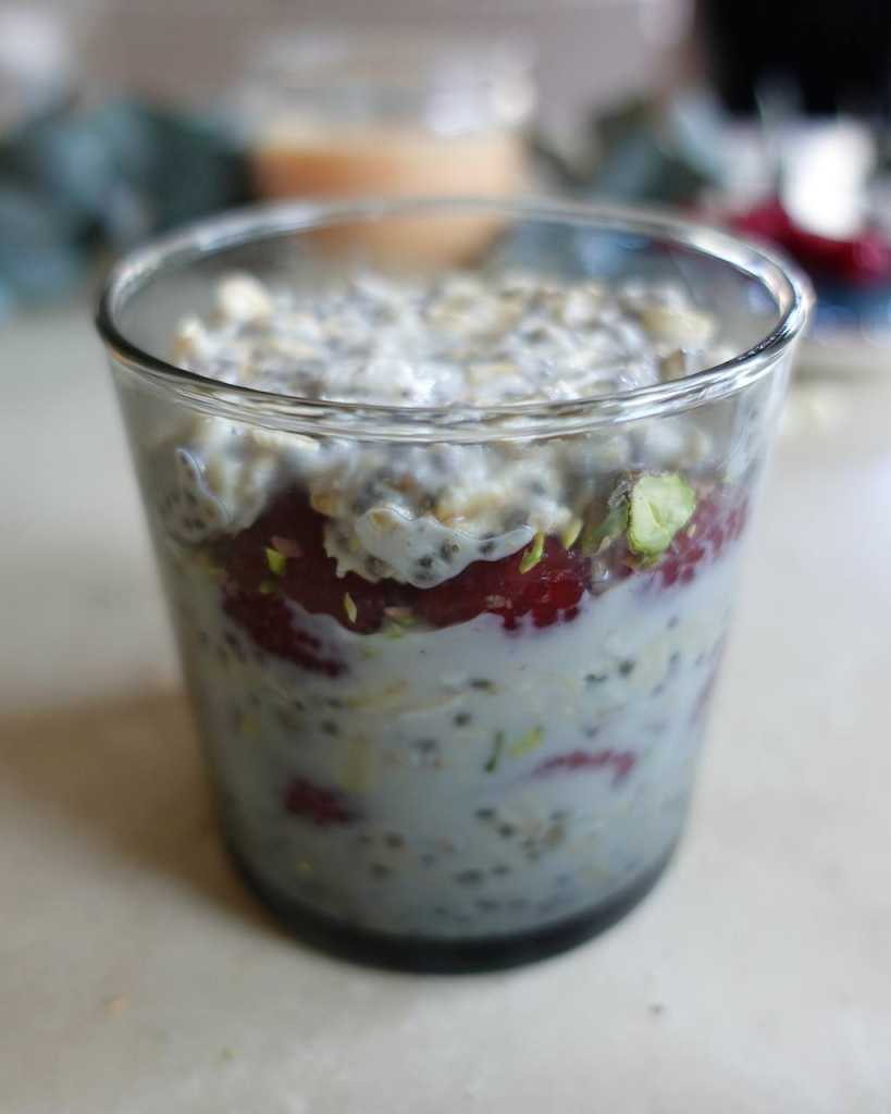 making Raspberry Pistachio Overnight Oats