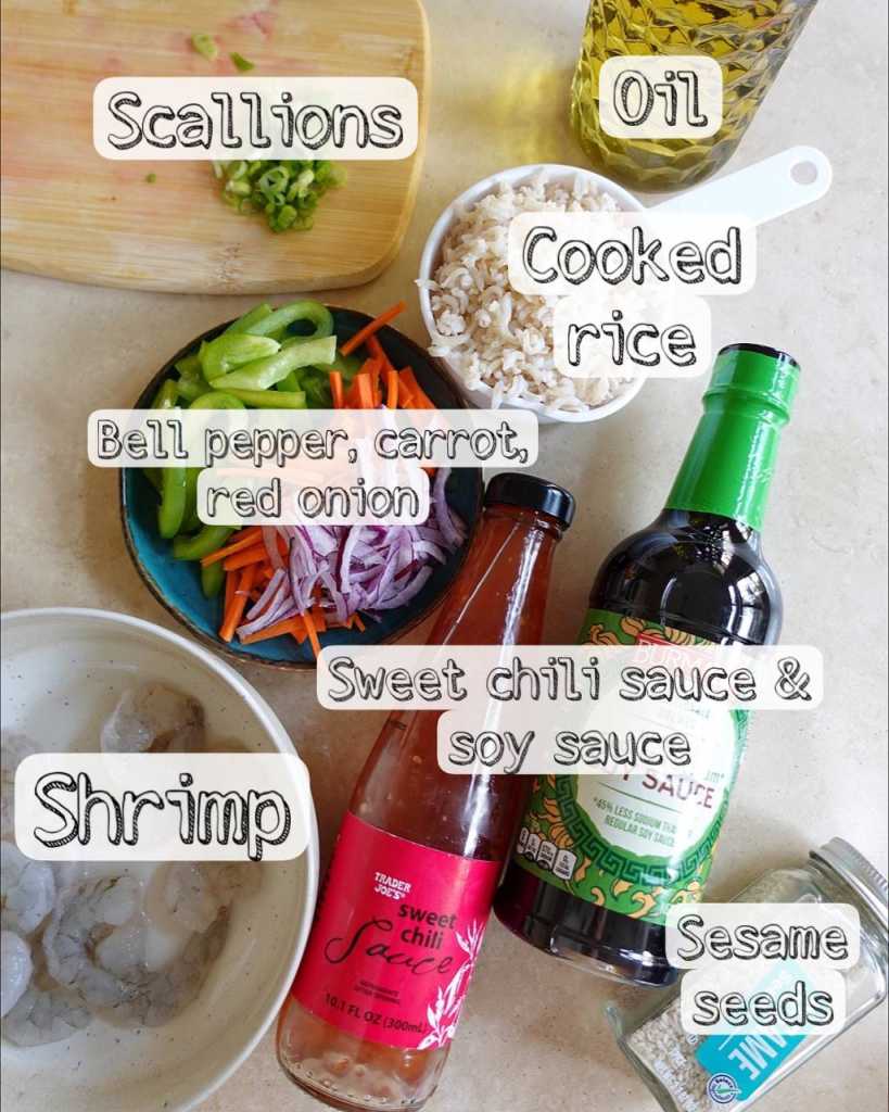 ingredients for Shrimp Fried Rice