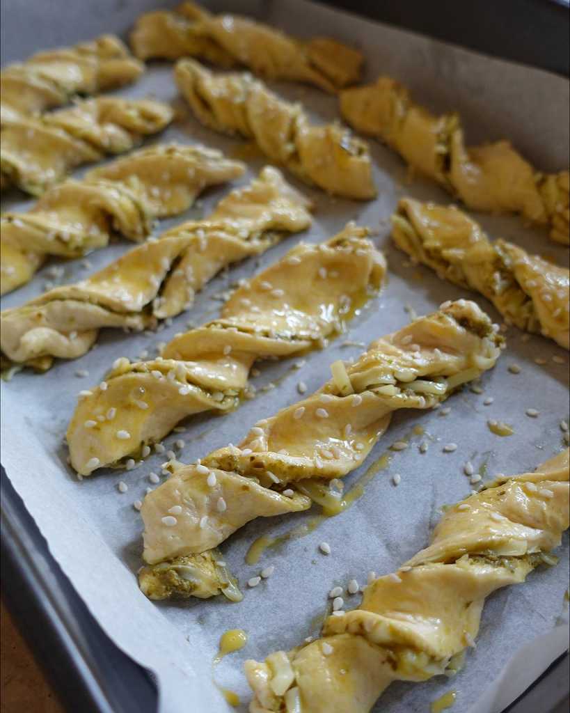 making Pesto Cheese Twists